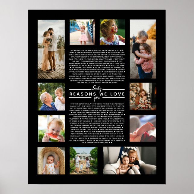 Poster 60 raisons pour lesquelles nous t'aimons cadeau d' (Devant)