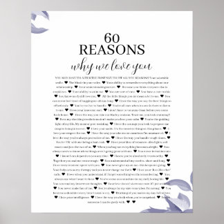 Poster 60 Raisons pour lesquelles nous vous aimons cadeau