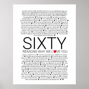 Poster 60 raisons pour lesquelles nous vous aimons vow ma