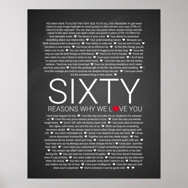Poster 60 raisons pour lesquelles nous vous aimons vow ma (Devant)