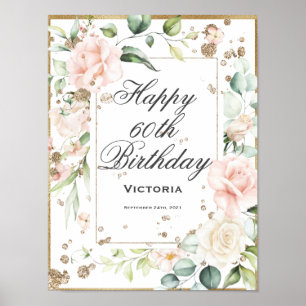Poster 60e 60 Soixante-seizième anniversaire Floral