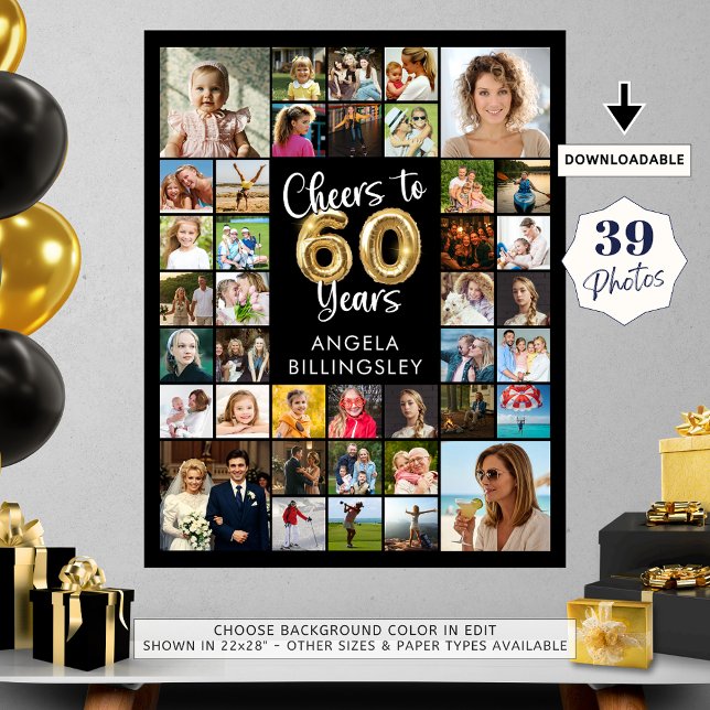 Poster 60e anniversaire 39 photo Collage encourage à 60 a (Créateur téléchargé)