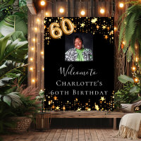 60e anniversaire Black gold stars photo bienvenue