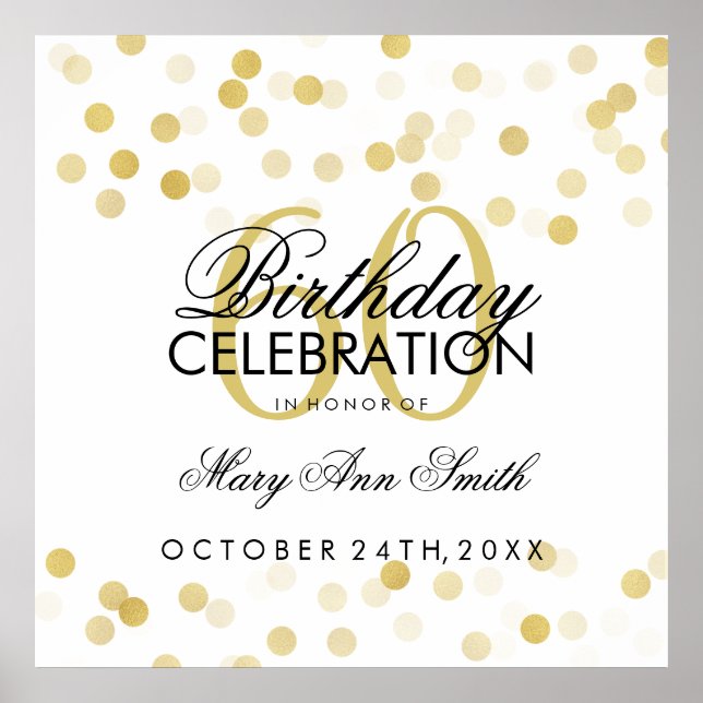 Poster 60e anniversaire Faux Gold Foil Parties scintillan (Devant)