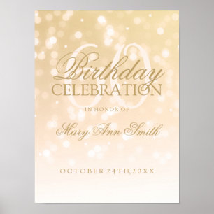 Poster 60e anniversaire Gold Bokeh éclairs