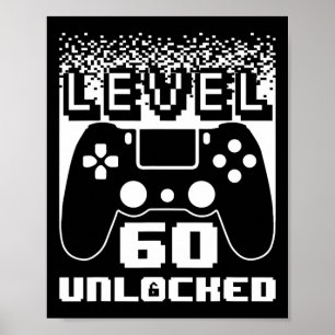 Poster 60e Anniversaire Pour Homme Niveau 60 Joueur Déver