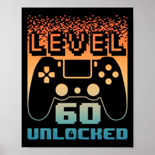 Poster 60e Anniversaire Pour Homme Niveau 60 Joueur Déver