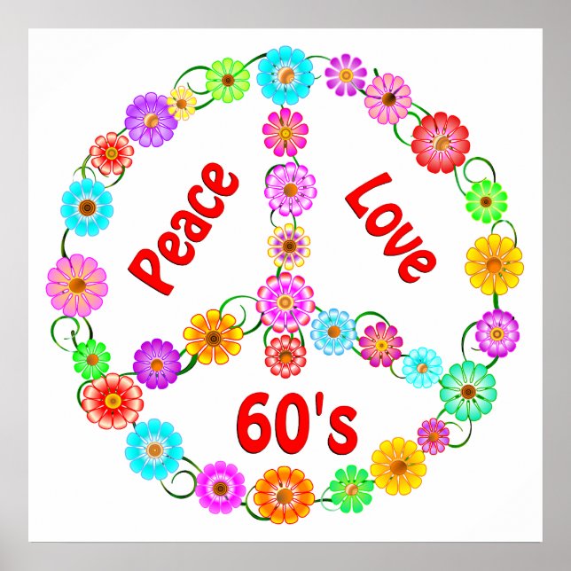 Poster 60s Peace Love (Devant)