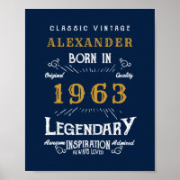 60th Birthday Born 1963 Ajouter Nom Legend Blue Go