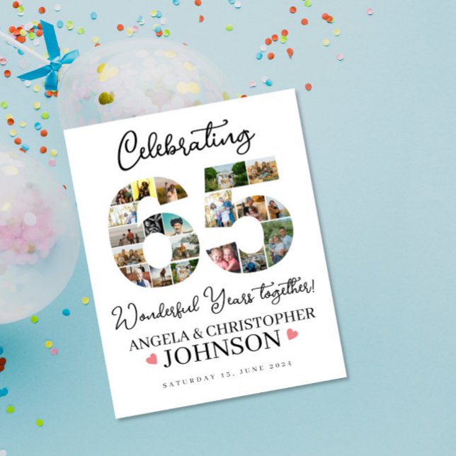 Poster 65e année de mariage Anniversaire Photo Collage (Créateur téléchargé)
