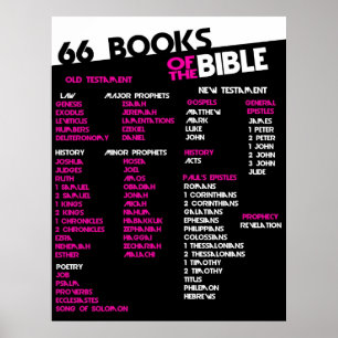 Poster 66 Livres de la Bible rose