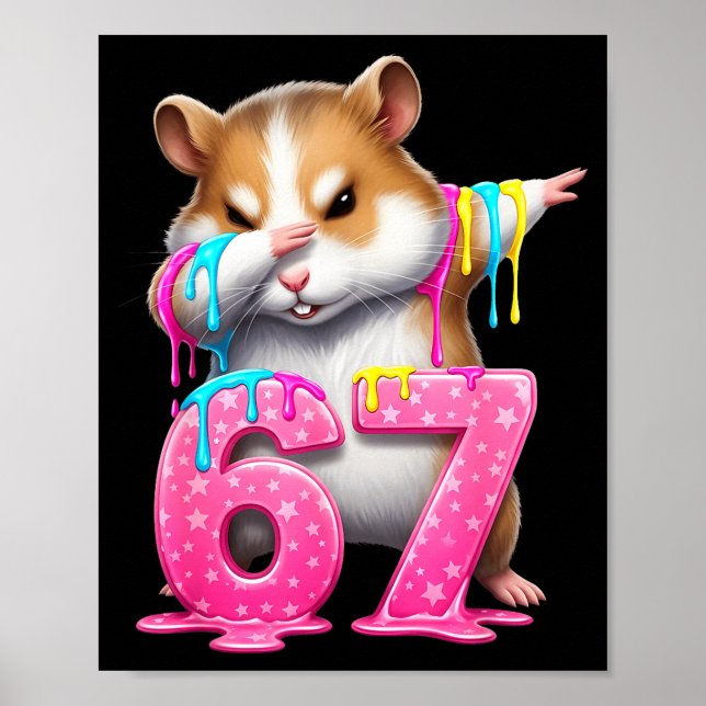 Poster 67 Animals Funny 67 Brainrot Youth Kids Hamster 67 (Devant)