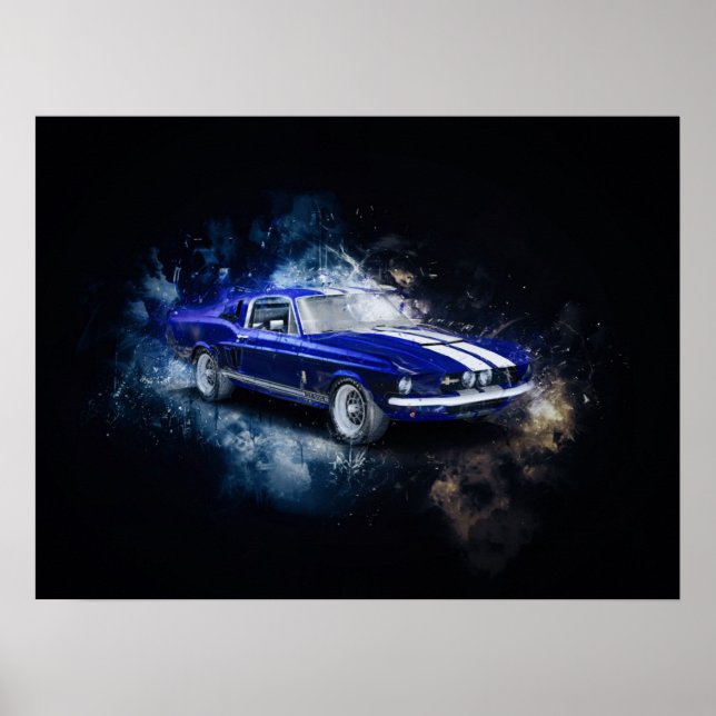 Poster 67 Bleu Shelby avec bandes blanches (Devant)