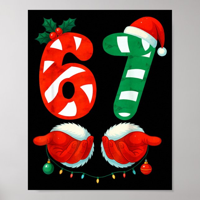 Poster 67 Christmas 6 7 Meme Cute Candy Cane 67 Meme Xmas (Devant)