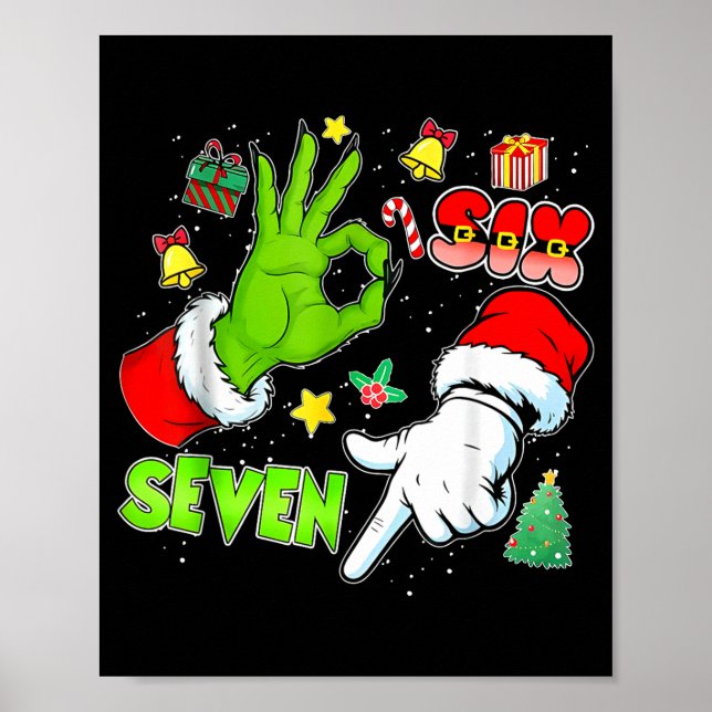 Poster 67 Christmas 6 7 Meme Elf Santa Pajamas Gen Alpha  (Devant)