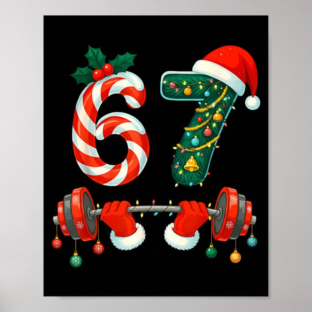 Poster 67 Christmas 6 7 Meme Gym Workout Fitness Men Wome (Devant)