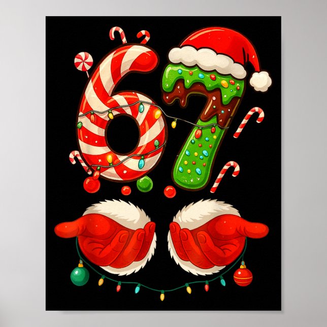 Poster 67 Christmas 6 7 Six Seven Meme 67 Candy Cane Xmas (Devant)