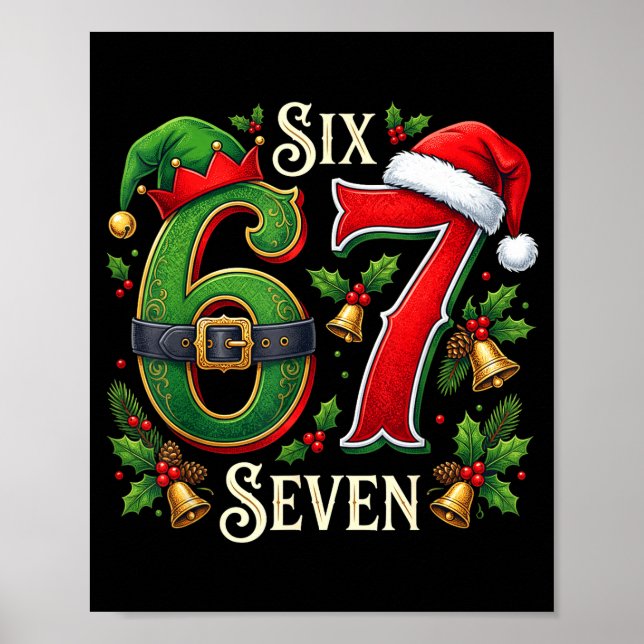 Poster 67 Christmas Funny 6 7 Meme Six Seven Xmas Boys Ki (Devant)