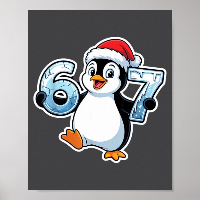 Poster 67 Christmas Penguin Santa Hat Birthday Holiday  (Devant)