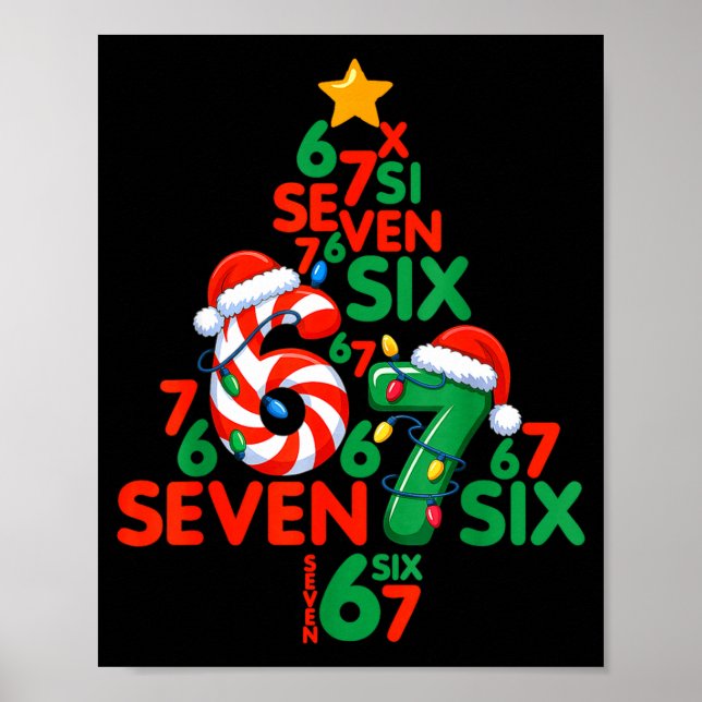 Poster 67 Christmas Tree Candy Cane Holiday Six Seven Mem (Devant)