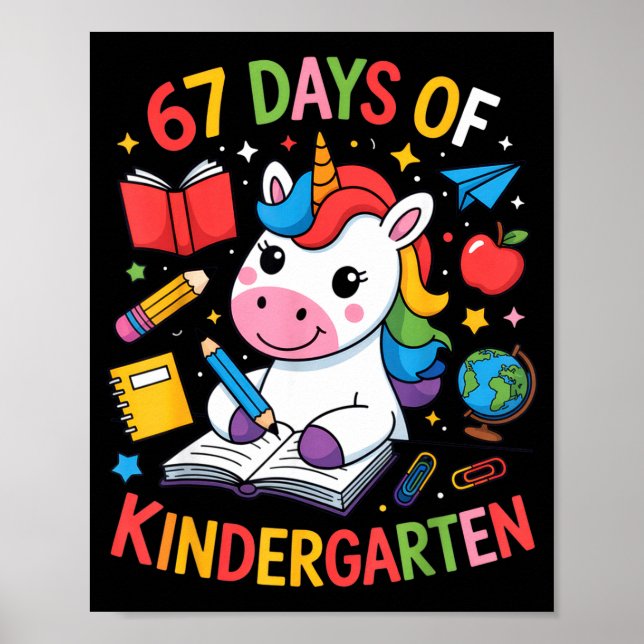 Poster 67 Days Of Kindergarten Unicorn Outfit For Kids An (Devant)