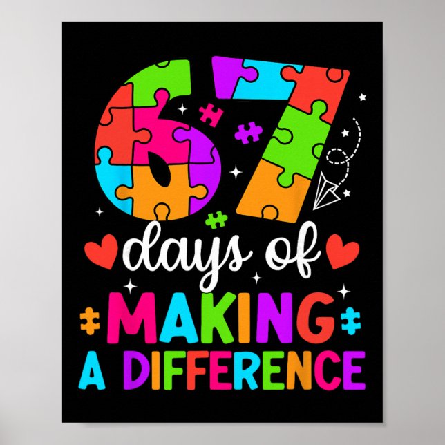 Poster 67 Days Of Making A Difference Funny Teacher Stude (Devant)