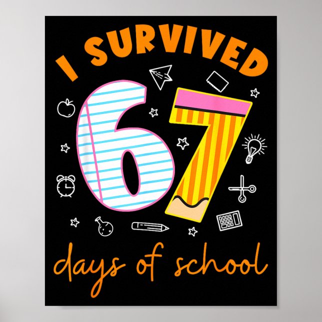 Poster 67 Days Of School Cool Teacher Design  (Devant)