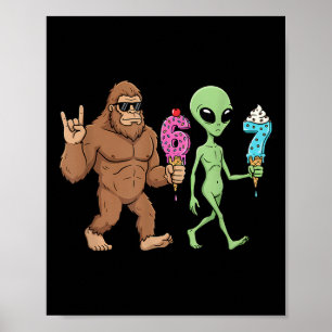 Poster 67 Drip Mème Drôle Six Sept Bigfoot Alien Sasquat