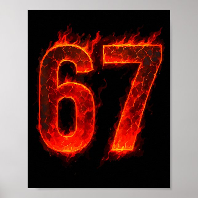 Poster 67 Flame Number Six Seven Meme 67 Kid  (Devant)