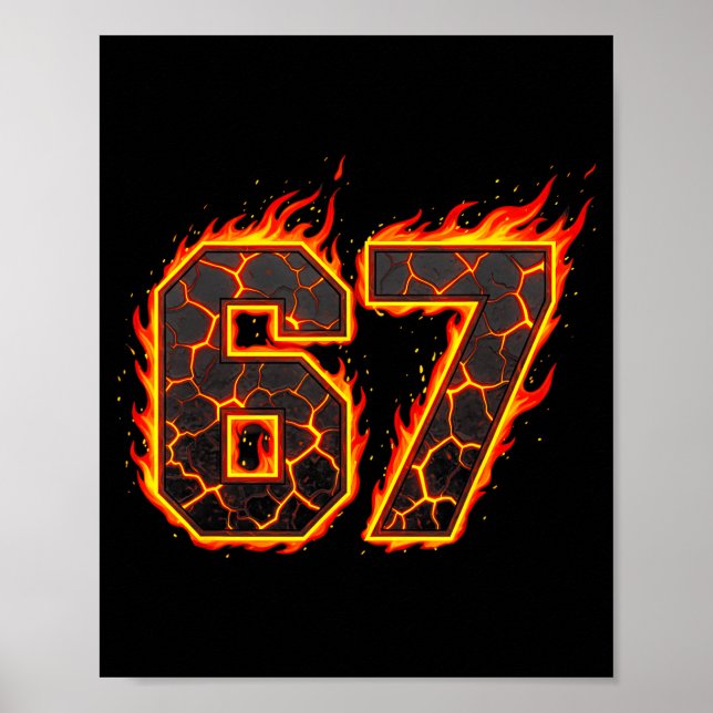 Poster 67 Flames Meme Six Seven Fire Funny Gen Alpha Slan (Devant)