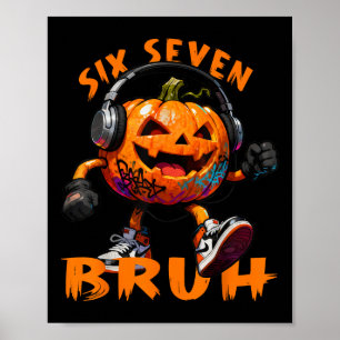 Poster 67 Halloween Drôle Six Sept Mème Brainrot Citrouil