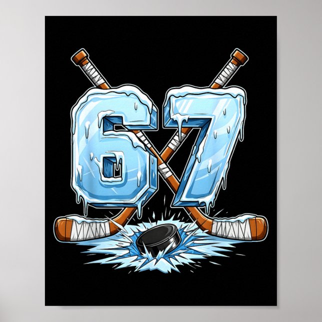 Poster 67 Hockey Drip Number Funny Meme Style Boys Graphi (Devant)