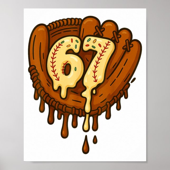 Poster 67 Ice Cream Drip Funny Six Seven Baseball  (Devant)
