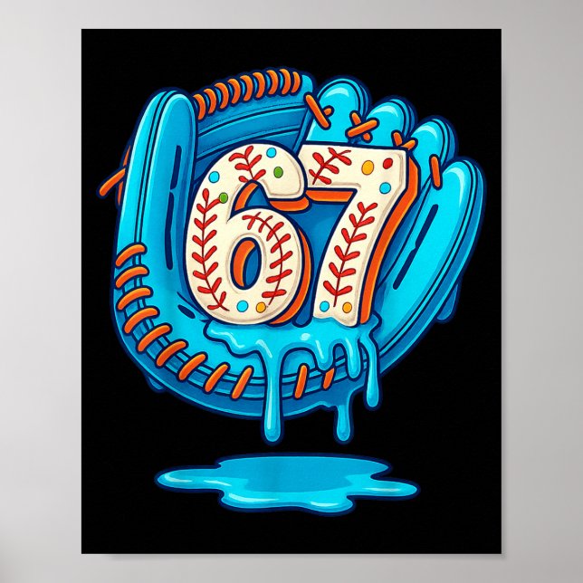 Poster 67 Ice Cream Drip Funny Six Seven Baseball  (Devant)