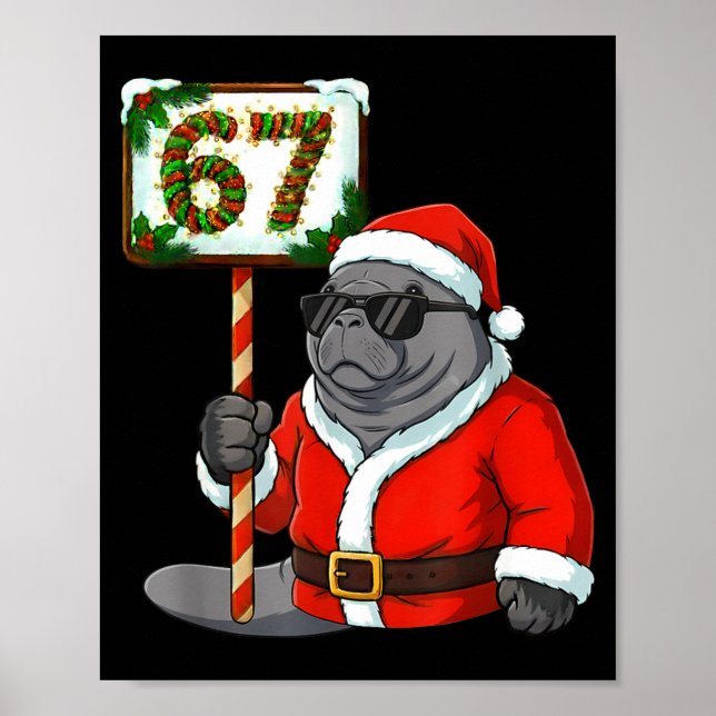 Poster 67 Manatee Christmas Six Seven Meme Brainrot Manat (Devant)