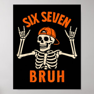 Poster 67 Meme 6 7 Drôle d'Halloween Squelette Rock On Si