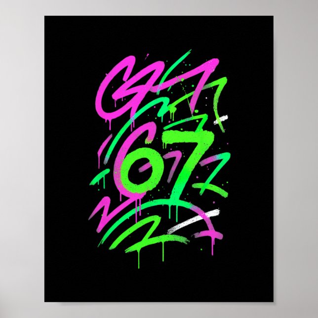 Poster 67 Meme Caché Tendance Gen Z Alpha Six Sept 6 7  (Devant)
