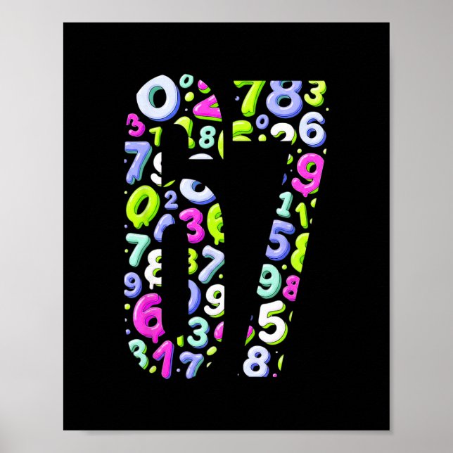 Poster 67 Meme Caché Tendance Gen Z Alpha Six Sept 6 7  (Devant)