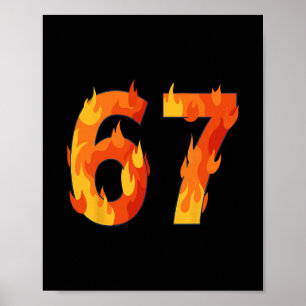 Poster 67 Meme Flames Drôle Six Sept Argot Gen Alpha