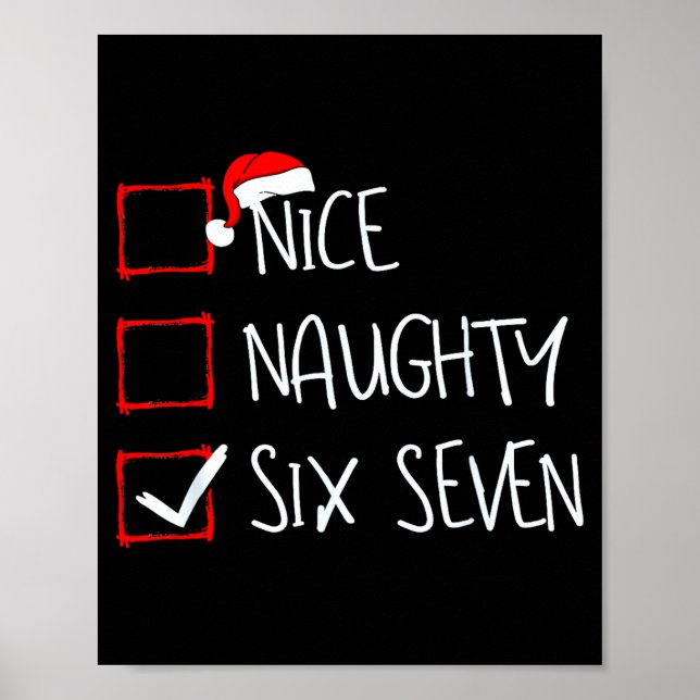 Poster 67 Meme Nice Naughty Six Seven Gen Alpha Funny Chr (Devant)