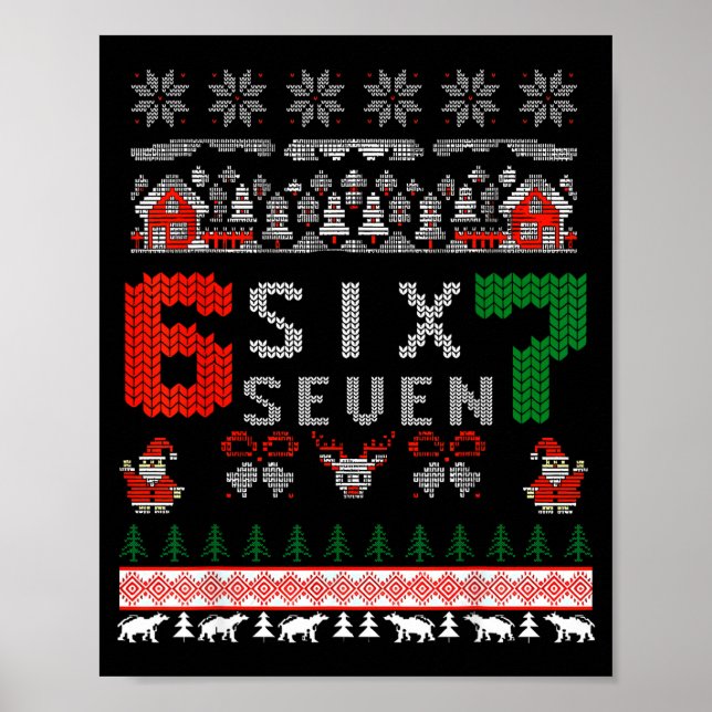 Poster 67 Meme Six Seven Christmas Ugly Sweater For Kids  (Devant)