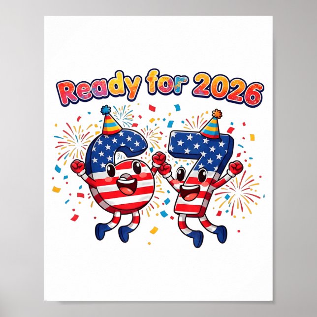 Poster 67 Meme Six Seven Funny New Year 2026 Party Men Wo (Devant)