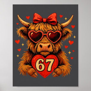 Poster 67 Meme Six Seven Saint-Valentin Vache Highland Am