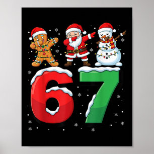 Poster 67 Meme Six Seven Santa qui fait le dab 6 7 Noël d