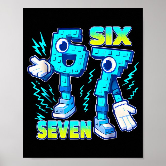 Poster 67 Six Seven 6-7 Funny Italian Brainrot Kids Gamin (Devant)