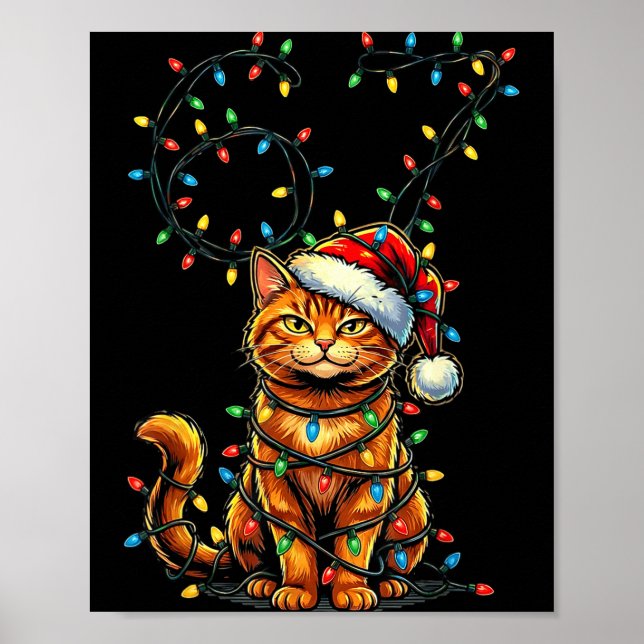 Poster 67 Tabby Orange Cat Christmas Santa Hat Six Seven  (Devant)