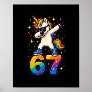 Poster 67 Unicorn Dabbing Six Sept Mème Drôle
