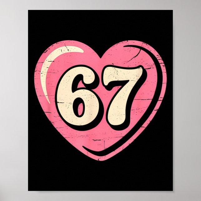 Poster 6 7 Meme Heart Gen Alpha Six Seven 67 Valentines K (Devant)