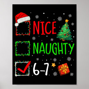 Poster 6-7 Mème Nice Naughty 67 Noël Brain Rot Drôle