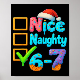 Poster 6-7 Mème Nice Naughty 67 Noël Brain Rot Drôle